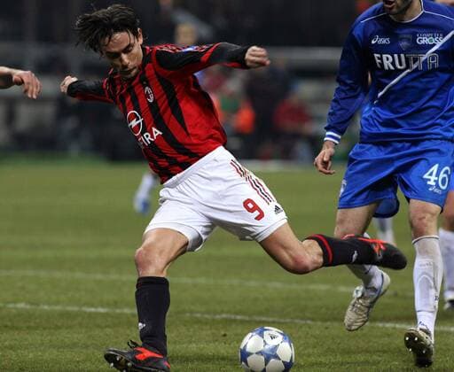 Filippo Inzaghi (Milan) erzielt das 1:0 gegen Empoli -  Fußball Herren Serie A 2005 2006, 1. Italienische Liga, AC Mailand - Empoli FC 3:0 Gruppe Mailand Dynamik,