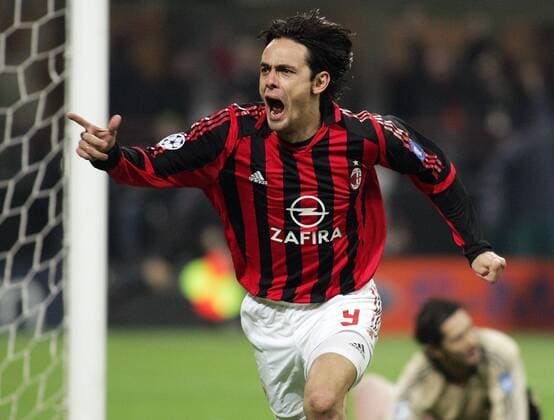 Filippo Inzaghi (Milan) - Torjubel Fußball EC 1 Herren Champions League 2005 2006, Achtelfinale, AC Mailand Einzelbild Mailand Freude, Begeisterung,
