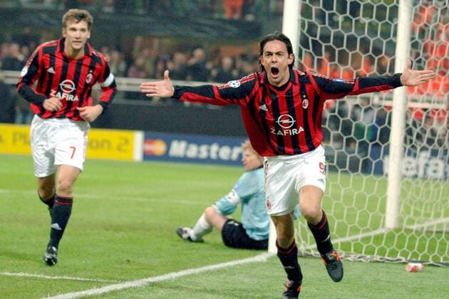 Filippo Inzaghi (Milan) - Torjubel Fußball EC 1 Herren Champions League Saison 2005 2006, AC Mailand Gruppe Achtelfinale, Rückspiel Mailand Freude, Begeisterung,