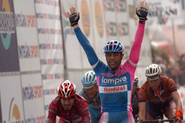 Danilo Napolitano (Italien Lampre) gewinnt die 1a Etappe der Settimana Internazionale 2006 -  Radsport Herren Settimana Internazionale de Coppi e Bartali 2006, Straßenradsport, Straße, Rad, Vdig Gruppe 1a Etappe: Riccione - Riccione Freude,