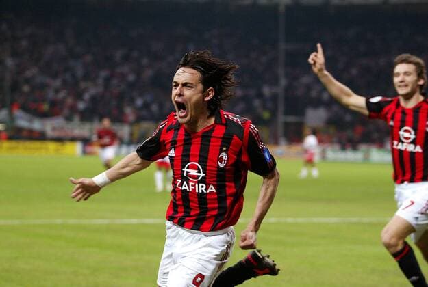 Filippo Inzaghi (Milan) - Torjubel Fußball EC 1 Herren Champions League 2005 2006, AC Mailand Einzelbild Mailand Freude, Begeisterung,