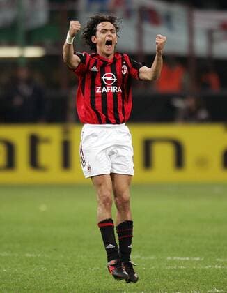 Filippo Inzaghi (Milan) hüpft vor Freude -  Fußball EC 1 Herren UEFA Champions League 2005 2006, AC Mailand, Serie A, 1. Italienische Liga, Einzelbild Mailand Freude, Begeisterung,