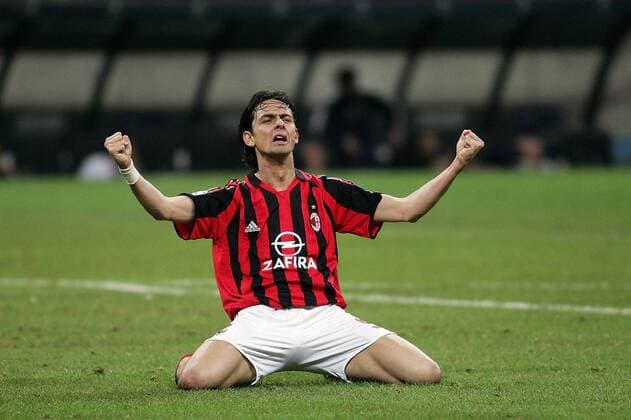 Filippo Inzaghi (Milan) - Torjubel -  Fußball EC 1 Herren Champions League 2005 2006, AC Mailand Einzelbild Mailand Freude,
