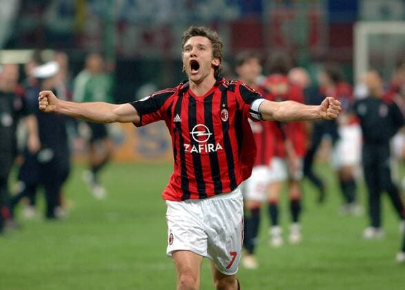Andriy Shevchenko (Milan) - Schlussjubel Fußball EC 1 Herren Champions League 2005 2006, AC Mailand Einzelbild Mailand Freude, Begeisterung,