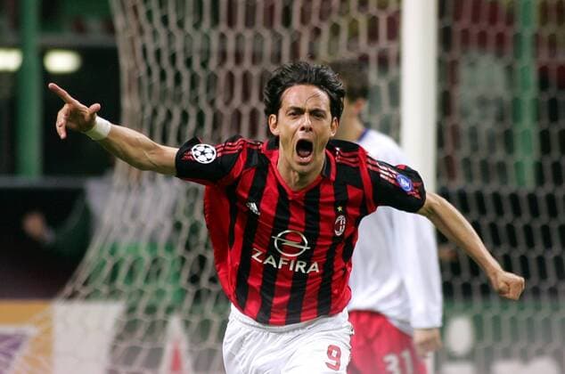 Filippo Inzaghi (Milan) - Torjubel Fußball EC 1 Herren Champions League 2005 2006, AC Mailand Einzelbild Mailand Freude, Begeisterung,