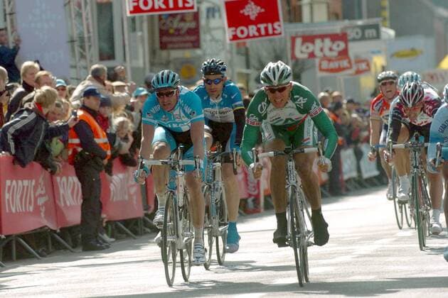 Zielsprint: Thor Hushovd (Norwegen Credit Agricole, re.) gegen Alessandro Petacchi (Italien Team Milram) -  Radsport Herren Gent - Wevelgem 2006, ProTour, Straßenradsport, Straße, Rad Gruppe Gent