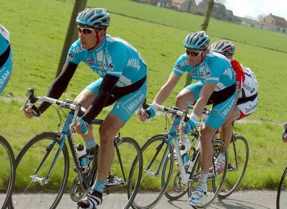 Erik Zabel (Deutschland) vor Alessandro Petacchi (Italien beide Milram) -  Radsport Herren Gent - Wevelgem 2006, ProTour, Straßenradsport, Straße, Rad Gruppe Gent