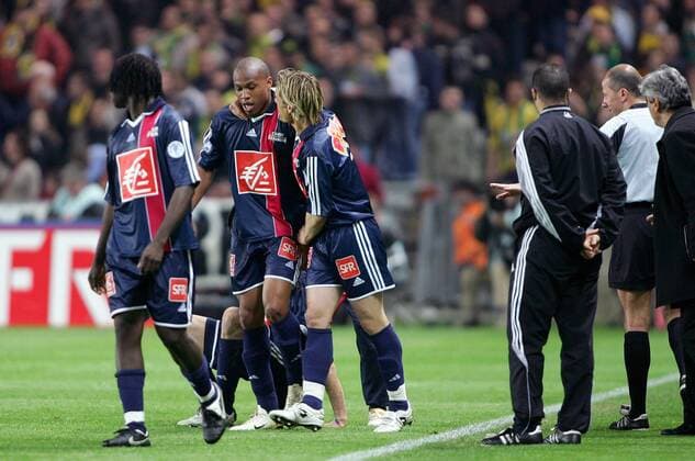 Fabrice Pancrate (2.v.li.) und Jerome Rothen (beide Paris St. Germain) - Torjubel -  Fußball Herren Coupe de France 2005 2006, Französischer Pokal, Pokalspiel, Paris Saint Germain, PSG Gruppe pan13743 Nantes  