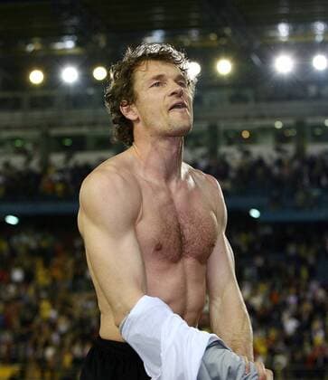 Torwart Jens Lehmann (Arsenal) - Schlussjubel -  Fußball EC 1 Herren Champions League 2005 2006, Halbfinale, FC Villarreal - Arsenal FC London 0:0 Einzelbild Villarreal Überlegenheit, Sinnlichkeit, Freude, Sinnlichkeit
