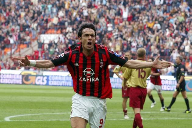 Filippo Inzaghi (Milan) - Torjubel - Fußball Herren Serie A 2005 2006, 1. Italienische Liga, AC Mailand - AS Livorno 2:0 Einzelbild Mailand Freude, Begeisterung,