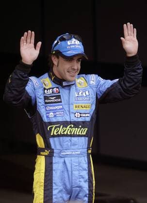 Fernando Alonso (Spanien Renault) freut sich über seine Pole Position Motorsport Grand Prix Herren Großer Preis von Europa 2006, Formel 1 Weltmeisterschaft, F1, F, GP, WM, Qualifying Einzelbild Nürburgring Nürburg Freude,