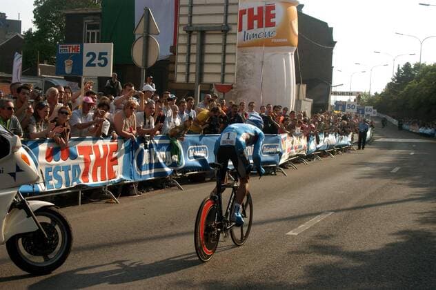 Paolo Savoldelli (Italien Discovery Channel) auf der Strecke -  Radsport Herren 89. Giro dItalia 2006, D Italia, ProTour, Straßenradsport, Straße, Rad, Prolog, Zeitfahren Einzelbild Seraing