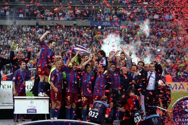 Der FC Barcelona gewinnt die Champions League 2005 2006 -  Fußball EC 1 Herren Champions League 2005 2006, Finale, Endspiel, FC Barcelona, Barca, Vdig Totale Paris Freude, Begeisterung,  