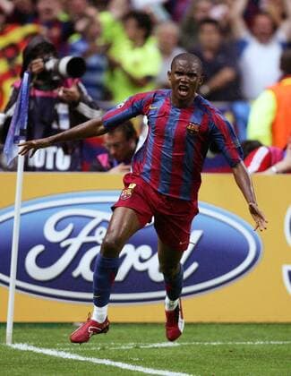 Samuel Etoo (FC Barcelona) - Torjubel -  Fußball EC 1 Herren Champions League 2005 2006, Finale, Endspiel, FC Barcelona, Barca Einzelbild Paris Freude,