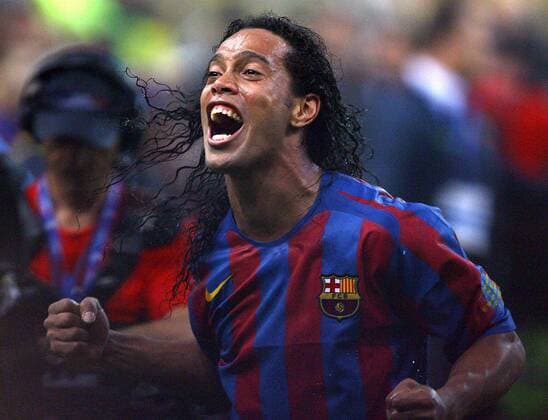 Ronaldinho (FC Barcelona) jubelt über den Sieg im Finale der Champions League 2005 2006 -  Fußball EC 1 Herren Champions League 2005 2006, Finale, Endspiel, FC Barcelona, Barca Einzelbild Paris Glück, Freude, Begeisterung,