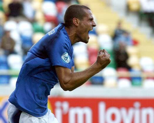 Alessandro Potenza (Italien U21) - Torjubel -  Fußball EM Herren U 21 Europameisterschaft 2006, Länderspiel, Nationalmannschaft, Nationalteam, Gruppe B Einzelbild Aveiro Freude, Begeisterung,