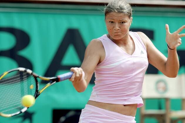 Dinara Safina (Rußland) - Vorhand Tennis Damen French Open 2006, Grand Slam, WTA Tour Einzelbild Paris Roland Garros Dynamik,