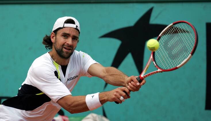 Nicolas Kiefer (Deutschland) - Rückhand Tennis Herren French Open 2006, ATP Tour, Grand Slam, Einzelbild Roland Garros Paris
