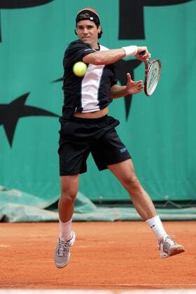 Thomas Haas (Deutschland) - Vorhand Tennis Herren French Open 2006, ATP Tour, Grand Slam, Einzelbild Roland Garros Paris Dynamik