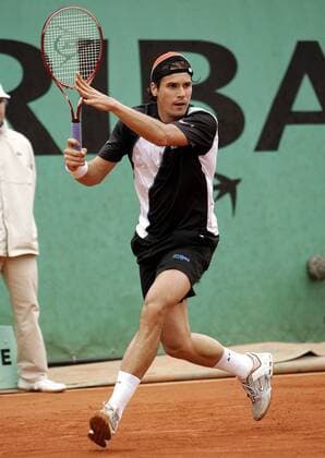 Thomas Haas (Deutschland) - Vorhand Tennis Herren French Open 2006, Grand Slam, ATP Tour Einzelbild Roland Garros Paris Dynamik,