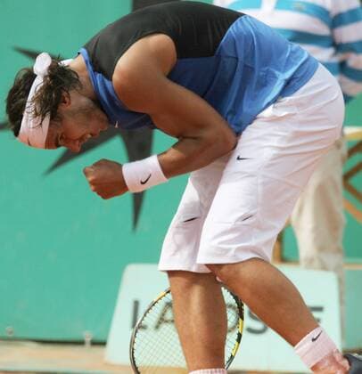 Rafael Nadal (Spanien) jubelt -  (par20060603122) Tennis Herren French Open 2006, Grand Slam, ATP Tour Einzelbild Roland Garros Paris Freude, Begeisterung,