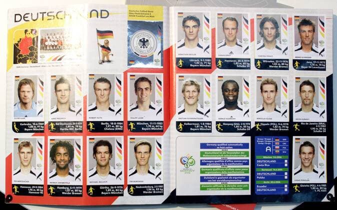 Vollständiges Panini Sammelalbum der deutschen Nationalmannschaft Fußball WM Herren Vorschau 2006, Ausstellung, sammeln, Sammelleidenschaft, Paninibilder, Deutschland Einzelbild Nationalmannschaft, Nationalteam Frankfurt M.