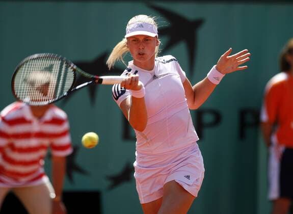 Anna Lena Groenefeld (Deutschland) - Vorhand Tennis Damen French Open 2006, Grand Slam, WTA Tour Einzelbild Roland Garros Paris Dynamik,