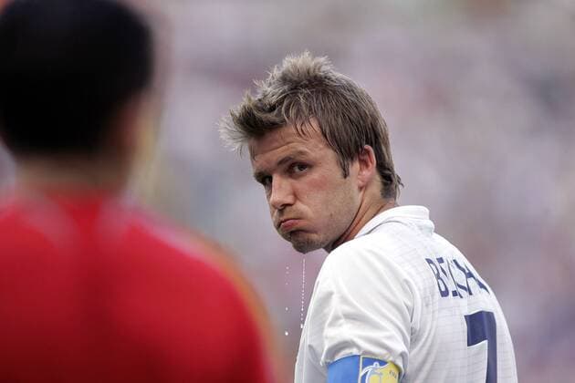 David Beckham (England) hat die Backen voll Fußball WM Herren WM 2006, Länderspiel, Nationalteam, Gruppe B Einzelbild Frankfurt M. Skepsis