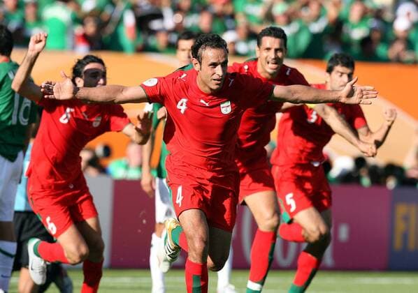 Yahya Golmohammadi (Iran) - Torjubel -  Fußball WM Herren WM 2006, Länderspiel, Nationalteam, Gruppe D, Iran - Mexiko 1:3 Einzelbild Nürnberg Freude,