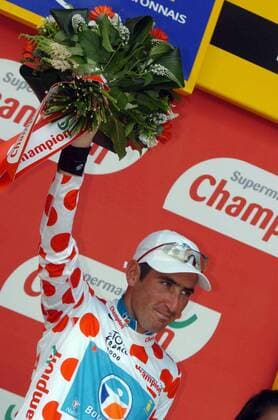 Jerome Pineau (Frankreich Bouygues Telecom) im gepunkteten Trikot nach der 3. Etappe der Tour de France 2006 - Radsport Herren 93. Tour de France 2006, ProTour, Straßenradsport, Straße, Rad, Einzelbild 3. Etappe: Esch sur Alzette - Valkenburg Radsport Herren 93. Tour de France 2006, ProTour, Straßenradsport, Straße, Rad, Einzelbild 3. Etappe: Esch sur Alzette - Valkenburg