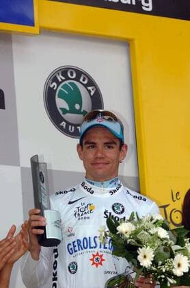 Marcus Fothen (Deutschland Gerolsteiner) im weißen Trikot nach der 3. Etappe der Tour de France 2006 - Radsport Herren 93. Tour de France 2006, ProTour, Straßenradsport, Straße, Rad, Einzelbild 3. Etappe: Esch sur Alzette - Valkenburg Radsport Herren 93. Tour de France 2006, ProTour, Straßenradsport, Straße, Rad, Einzelbild 3. Etappe: Esch sur Alzette - Valkenburg