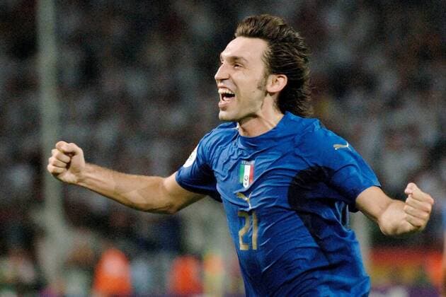 Andrea Pirlo (Italien) - Torjubel -  Fußball WM Herren WM 2006, Länderspiel, Nationalteam, Halbfinale, Nationaltrikot Einzelbild Dortmund Freude, Fußball WM Herren WM 2006, Länderspiel, Nationalteam, Halbfinale, Nationaltrikot Einzelbild Dortmund Freude,