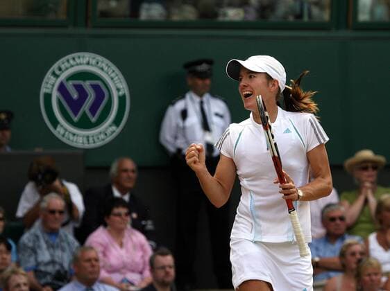 Justine Henin Hardenne (Belgien) jubelt Tennis Damen All England Championships 2006, Grand Slam, WTA Tour Einzelbild Wimbledon Halbfinale London Freude, Tennis Damen All England Championships 2006, Grand Slam, WTA Tour Einzelbild Wimbledon Halbfinale London Freude,