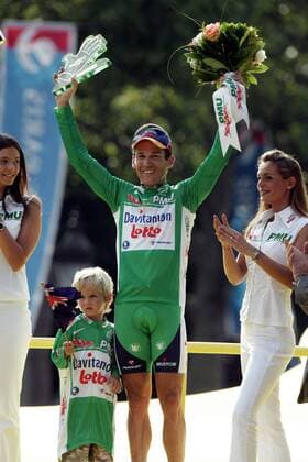 Robbie McEwen (Australien Davitamon Lotto) ist der beste Sprinter der Tour de France 2006, li. Sein Sohn Ewan - (pan15266) Radsport Herren 93. Tour de France 2006, ProTour, Straßenradsport, Straße, Rad, Gruppe Paris Champs Elysees, Elysee Freude, Radsport Herren 93. Tour de France 2006, ProTour, Straßenradsport, Straße, Rad, Gruppe Paris Champs Elysees, Elysee Freude,