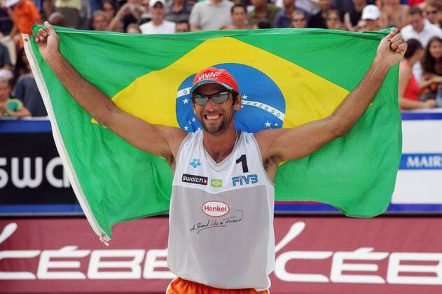 Marcio Araujo (Brasilien) - Siegesjubel -  (pan15378) Beachvolleyball Herren Swatch FIVB World Tour 2006, Worldtour, Beach Einzelbild Paris Freude, Beachvolleyball Herren Swatch FIVB World Tour 2006, Worldtour, Beach Einzelbild Paris Freude,  
