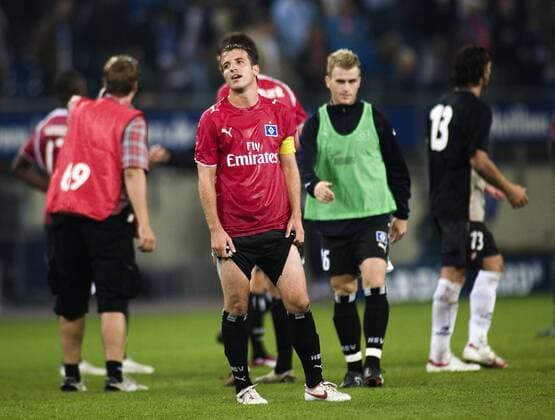 Rafael van der Vaart (HSV) enttäuscht Fußball EC 1 Herren Champions League Qualifikation 2006 2007, Hamburger SV - CA Osasuna Pamplona 0:0 Gruppe Hamburg Enttäuschung, Fußball EC 1 Herren Champions League Qualifikation 2006 2007, Hamburger SV - CA Osasuna Pamplona 0:0 Gruppe Hamburg Enttäuschung,
