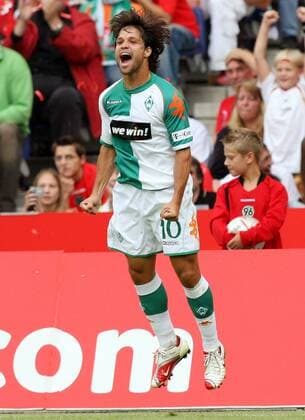 Diego (Bremen) - Torjubel Fußball 1. BL Herren Saison 2006 2007, Hannover 96 - SV Werder Bremen 2:4 Einzelbild Hannover Freude, Begeisterung, Fußball 1. BL Herren Saison 2006 2007, Hannover 96 - SV Werder Bremen 2:4 Einzelbild Hannover Freude, Begeisterung,