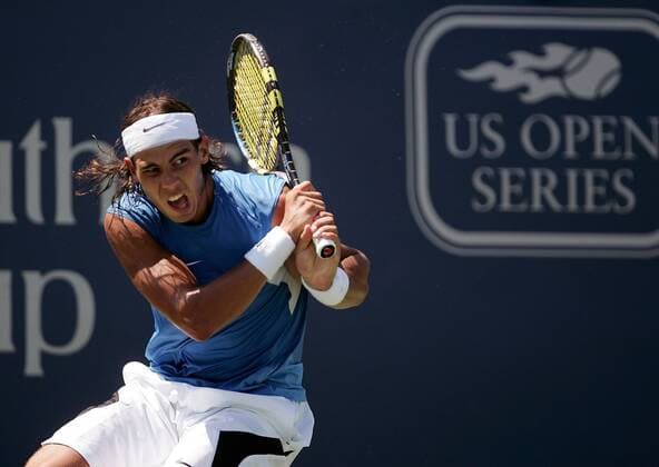 Rafael Nadal (Spanien) - Rückhand Tennis Herren Western and Southern Financial Group Masters 2006, ATP Tour, Series Einzelbild Cincinnati Dynamik, Tennis Herren Western and Southern Financial Group Masters 2006, ATP Tour, Series Einzelbild Cincinnati Dynamik,