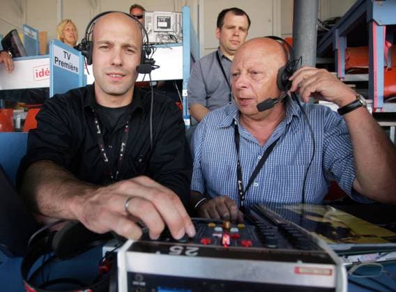 Premiere Kommentator Dieter Adler (re.) mit Experte Paul Meier (beide Deutschland) Leichtathletik Herren Weltklasse Zürich 2006, Golden League Meeting, Sportfest, Leichtathletikmeeting, Gruppe Zürich Leichtathletik Herren Weltklasse Zürich 2006, Golden League Meeting, Sportfest, Leichtathletikmeeting, Gruppe Zürich