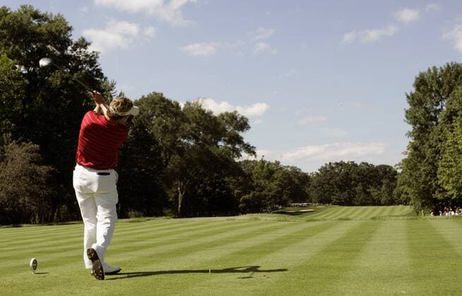 Luke Donald (England) - Abschlag am 17. Loch des Medinah Country Clubs -  (MED2006082011) Golf Herren 88. PGA Championship 2006, Tour Totale Medinah, Illinois Weite, Golf Herren 88. PGA Championship 2006, Tour Totale Medinah, Illinois Weite,
