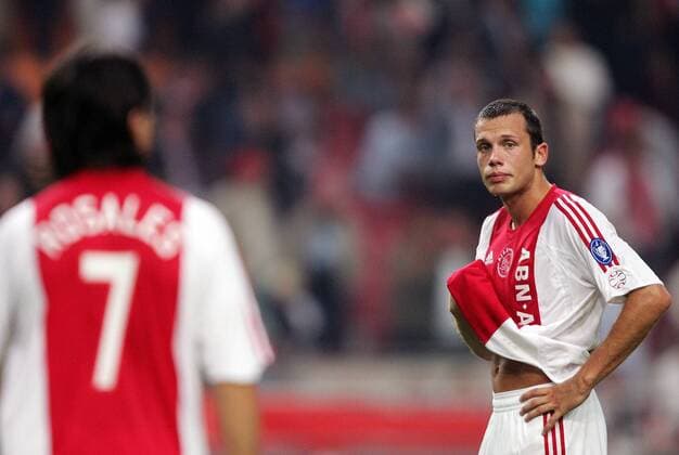 John Heitinga (Ajax) - enttäuscht -  Fußball EC 1 Herren Champions League Qualifikation 2006 2007, Ajax Amsterdam Einzelbild Amsterdam Enttäuschung, Fußball EC 1 Herren Champions League Qualifikation 2006 2007, Ajax Amsterdam Einzelbild Amsterdam Enttäuschung,