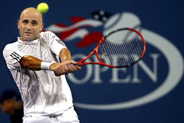 Andre Agassi (USA) - Rückhand -  Tennis Herren US Open, Grand Slam, ATP Tour Einzelbild 2006 New York Tennis Herren US Open, Grand Slam, ATP Tour Einzelbild 2006 New York