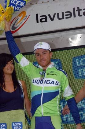 Luca Paolini (Italien Liquigas) gewinnt die 12. Etappe der Vuelta a Espana von Aranda de Duero nach Guadalajara - Radsport Herren Vuelta a Espana 2006, Spanienrundfahrt, ProTour, Straßenradsport, Straße, Rad Gruppe 12. Etappe: Aranda de Duero - Guadalajara Freude, Radsport Herren Vuelta a Espana 2006, Spanienrundfahrt, ProTour, Straßenradsport, Straße, Rad Gruppe 12. Etappe: Aranda de Duero - Guadalajara Freude,