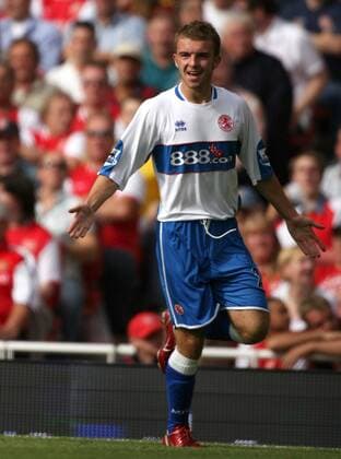 James Morrison (Middlesbrough) - Torjubel -  Fußball Herren English Premier League 2006 2007, 1. Englische Liga, FC Middlesbrough Einzelbild London Freude, Fußball Herren English Premier League 2006 2007, 1. Englische Liga, FC Middlesbrough Einzelbild London Freude,