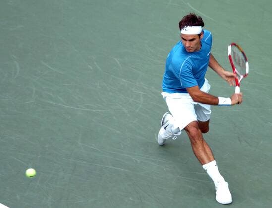Roger Federer (Schweiz) - Rückhand -  Tennis Herren US Open 2006, Grand Slam, ATP Tour, Finale, Einzelbild Flushing Meadow, Meadows New York Tennis Herren US Open 2006, Grand Slam, ATP Tour, Finale, Einzelbild Flushing Meadow, Meadows New York