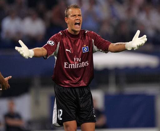 Torwart Sascha Kirschstein (HSV) wütend nach seiner roten Karte Fußball EC 1 Herren Champions League 2006 2007, Hamburger SV Einzelbild Hamburg Wut, Fußball EC 1 Herren Champions League 2006 2007, Hamburger SV Einzelbild Hamburg Wut,