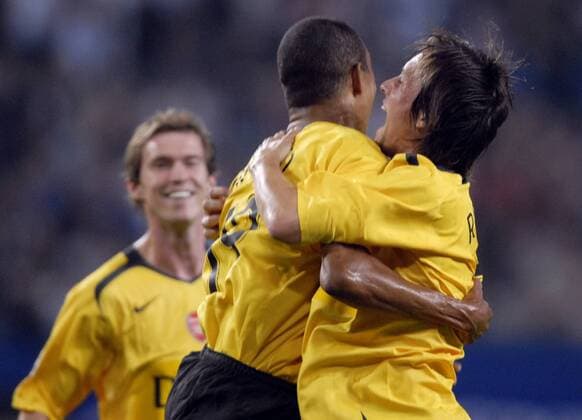 Tomas Rosicky (re.) und Gilberto Silva (beide Arsenal) - Torjubel Fußball EC 1 Herren Champions League 2006 2007, Arsenal FC London Gruppe Hamburg Begeisterung, Freude, Fußball EC 1 Herren Champions League 2006 2007, Arsenal FC London Gruppe Hamburg Begeisterung, Freude,