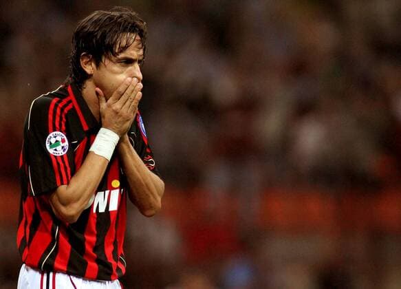Filippo Inzaghi (Milan) verzweifelt -  Fußball Herren Serie A 2006 2007, 1. Italienische Liga, AC Mailand Einzelbild Mailand Enttäuschung, Verzweiflung, Fußball Herren Serie A 2006 2007, 1. Italienische Liga, AC Mailand Einzelbild Mailand Enttäuschung, Verzweiflung,