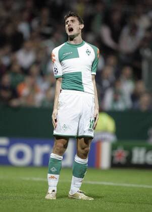 Miroslav Klose (Bremen) verzweifelt Fußball EC 1 Herren Champions League 2006 2007, SV Werder Bremen, Einzelbild Bremen Enttäuschung, Verzweiflung, Fußball EC 1 Herren Champions League 2006 2007, SV Werder Bremen, Einzelbild Bremen Enttäuschung, Verzweiflung,