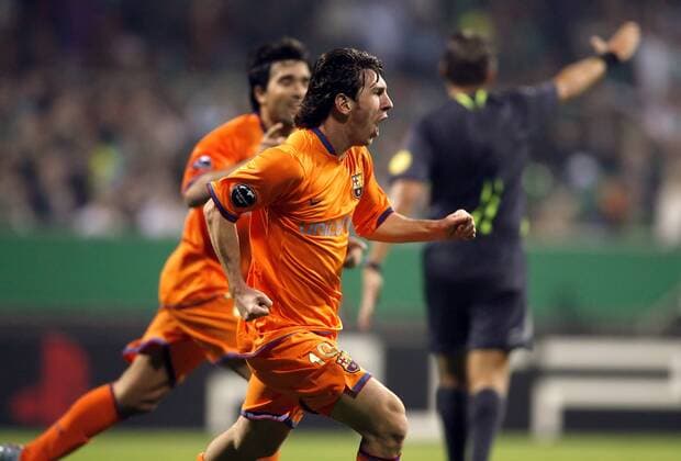 Lionel Messi (FC Barcelona) - Torjubel Fußball EC 1 Herren Champions League 2006 2007, FC Barcelona, Barca Einzelbild Bremen Freude, Begeisterung Fußball EC 1 Herren Champions League 2006 2007, FC Barcelona, Barca Einzelbild Bremen Freude, Begeisterung
